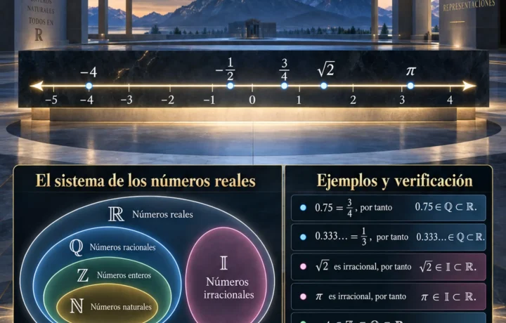 Cartografía del sistema de números reales. Infografías de Matemáticas Precálculo Imágenes Láminas de Matemáticas.
