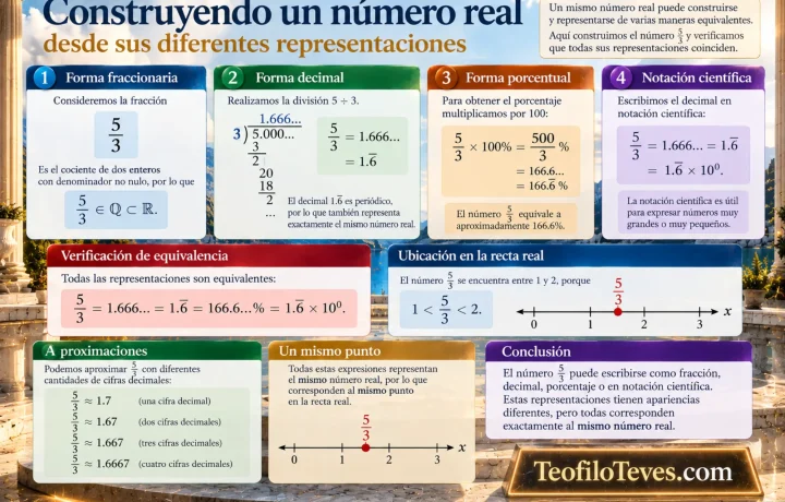 Construyendo el número real 5_3. Infografías de Matemáticas Precálculo Imágenes Láminas de Matemáticas.