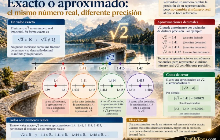 Exacto o aproximado √2 y su precisión. Infografías de Matemáticas Precálculo Imágenes Láminas de Matemáticas.