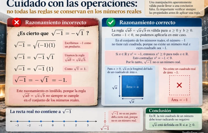 Infografía Raíces cuadradas y falacias reales. Infografías de Matemáticas Precálculo Imágenes Láminas de Matemáticas.